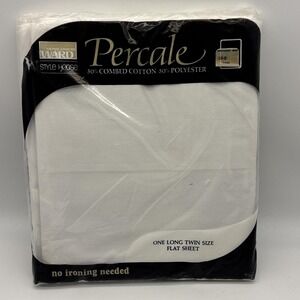 Vintage Montgomery  ward percale long twin flat sheet no iron white NOS. Read